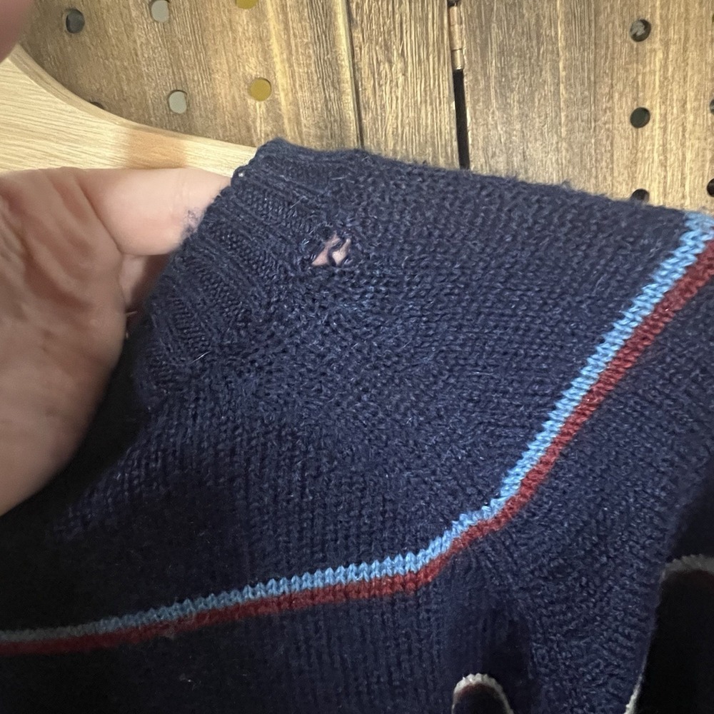 Indian Brand Sweater  XL Navy With Stripes Kurt Cobain Grunge Retro vtg 1980s - Picture 7 of 10